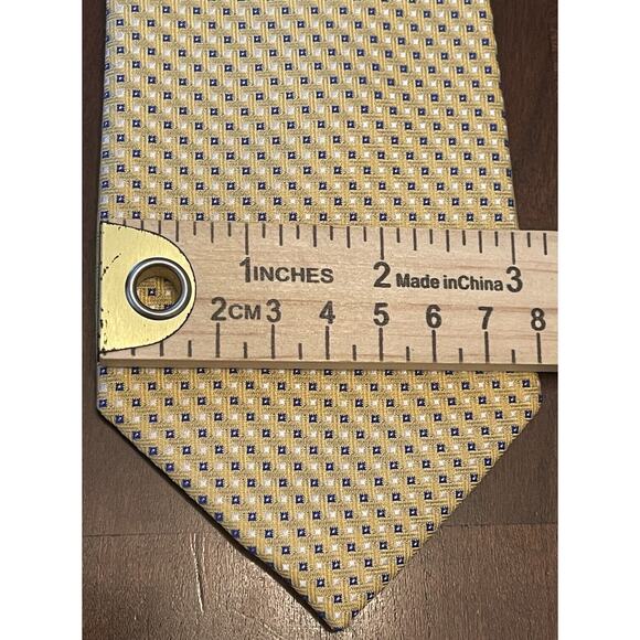 Beau Brummel Gold Blue Hand Made 100% Silk Men’s Neck Tie Made In China - Picture 4 of 9